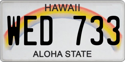 HI license plate WED733