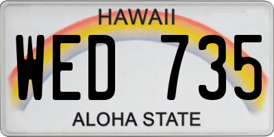 HI license plate WED735