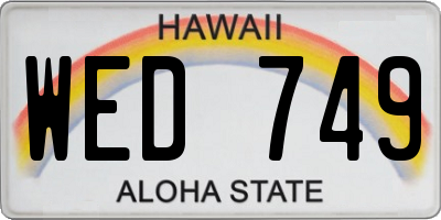 HI license plate WED749