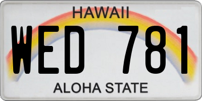 HI license plate WED781