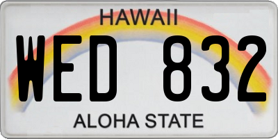 HI license plate WED832