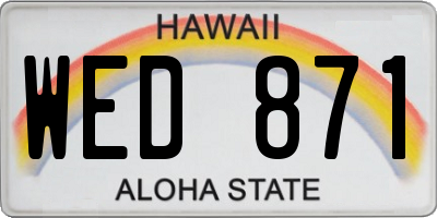 HI license plate WED871
