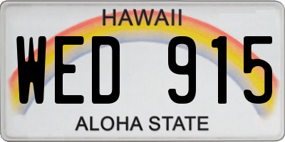 HI license plate WED915