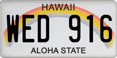 HI license plate WED916