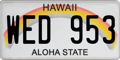 HI license plate WED953