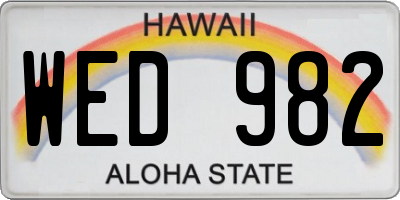 HI license plate WED982