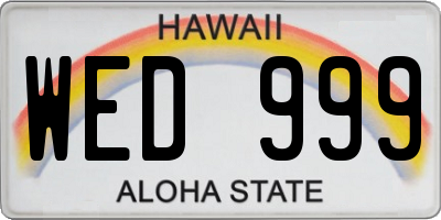 HI license plate WED999