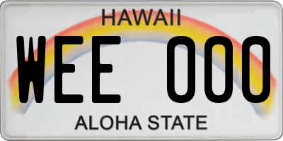 HI license plate WEE000