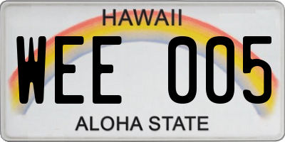 HI license plate WEE005