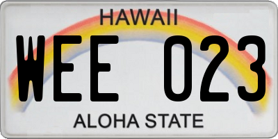 HI license plate WEE023