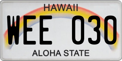HI license plate WEE030