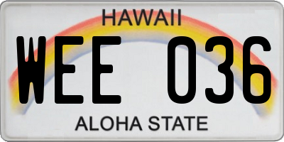 HI license plate WEE036