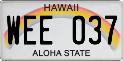 HI license plate WEE037