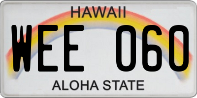 HI license plate WEE060