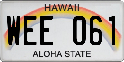 HI license plate WEE061