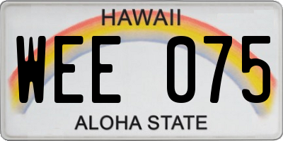 HI license plate WEE075