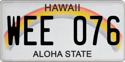 HI license plate WEE076