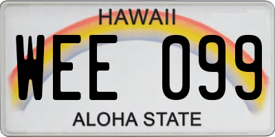 HI license plate WEE099