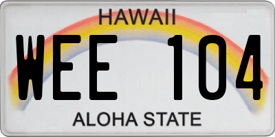 HI license plate WEE104