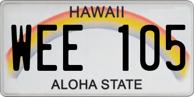 HI license plate WEE105