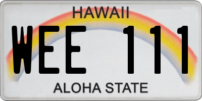 HI license plate WEE111