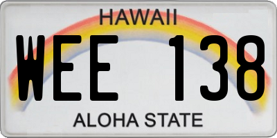 HI license plate WEE138