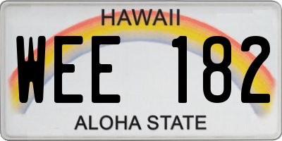 HI license plate WEE182