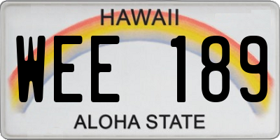 HI license plate WEE189