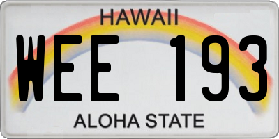 HI license plate WEE193