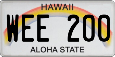 HI license plate WEE200