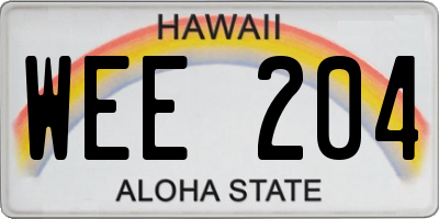 HI license plate WEE204
