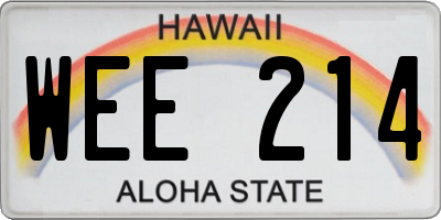 HI license plate WEE214