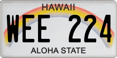 HI license plate WEE224