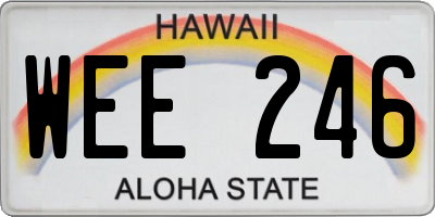 HI license plate WEE246