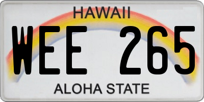 HI license plate WEE265