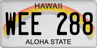 HI license plate WEE288