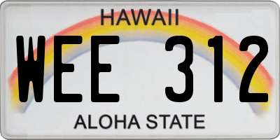 HI license plate WEE312