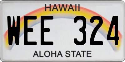 HI license plate WEE324
