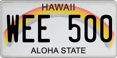 HI license plate WEE500