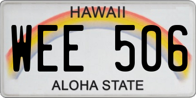 HI license plate WEE506
