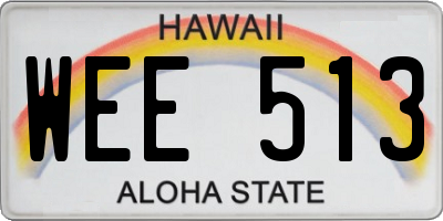 HI license plate WEE513