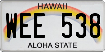 HI license plate WEE538