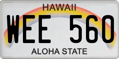 HI license plate WEE560