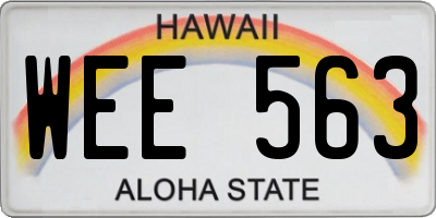 HI license plate WEE563
