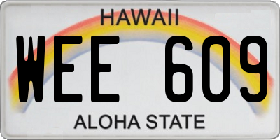 HI license plate WEE609