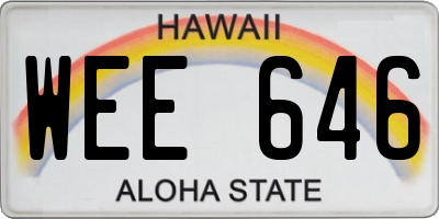 HI license plate WEE646