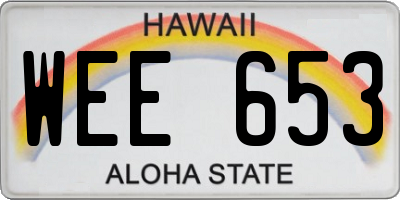 HI license plate WEE653