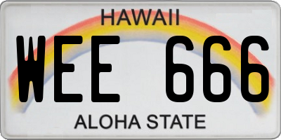 HI license plate WEE666