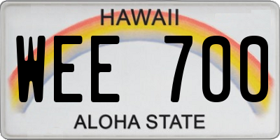 HI license plate WEE700