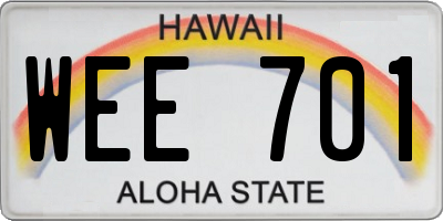 HI license plate WEE701